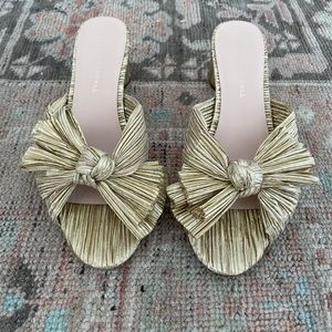 Loeffler Randall Emilia Pleated Bow Sandals Size 8